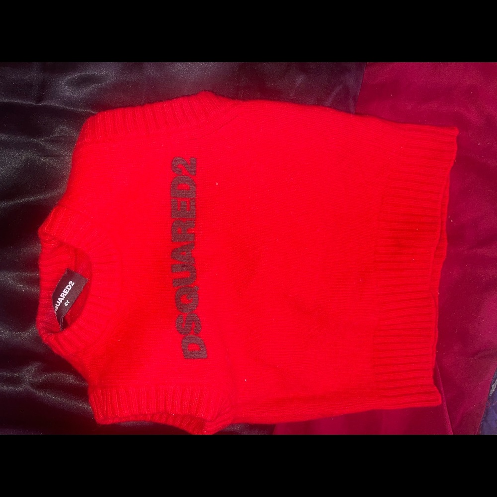 DSquared 2 Red Sweater Best With Black Logo Wording 4Y